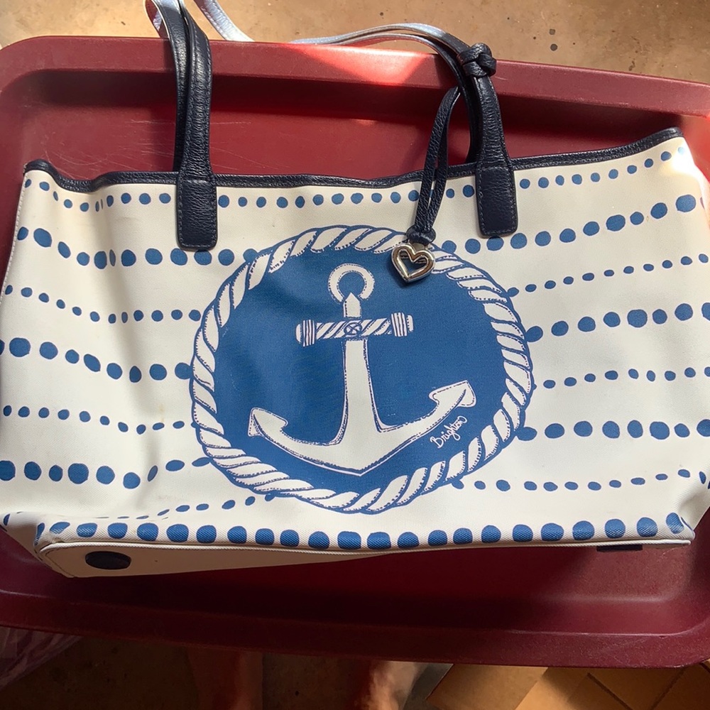 Brighton white/navy tote anchor seahorses Perfect Condition